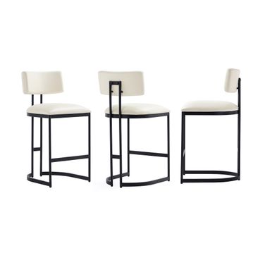 Juno Vegan Leather Metal Counter Stool In Ivory