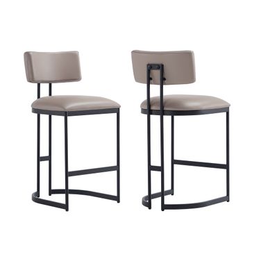Juno Vegan Leather Metal Counter Stool In Taupe