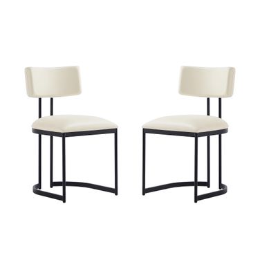 Juno Vegan Leather Metal Side Chair Set of 2 In Cream