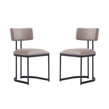 Juno Vegan Leather Metal Side Chair Set of 2 In Taupe
