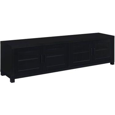 Jupiter 4-door 79 Inch TV Stand Media Console with Framed Glass Panels Black