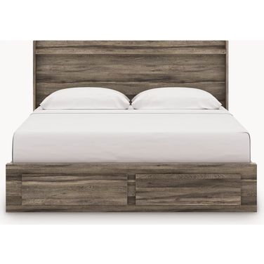 Jusika King Panel Storage Bed In Brown