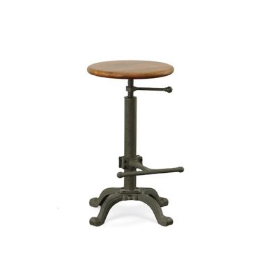 Justin Adjustable Barstool In Chestnut Seat and Industrial Base