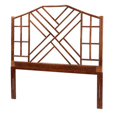 Kachiri Tortoise Rattan Queen Headboard In Tortoise Brown And Mahogany Brown