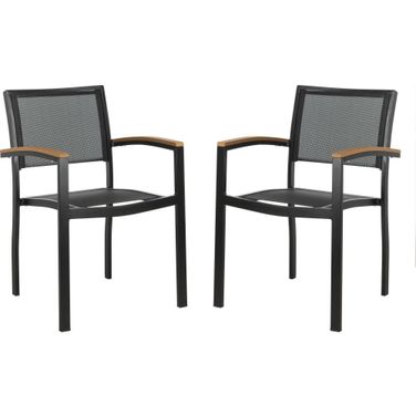 Kaelan Black and Brown Stackable Chair Set of 2