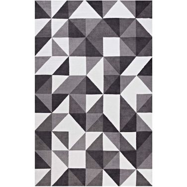 Kahula Geometric Triangle Mosaic 8X10 Area Rug In Gray and White