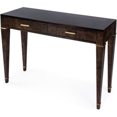 Kai 2 Drawer 45 Inch Burl Wood Console Table In Dark Brown