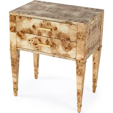 Kai 2 Drawer End Table In Brown and Cream
