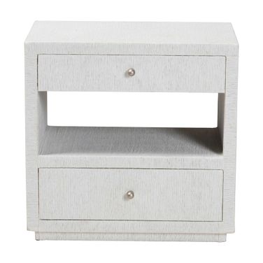 Kai 2-Drawer Grasscloth End Table In White