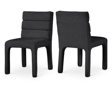 Kai Boucle Fabric Dining Chair Set of 2 In Black