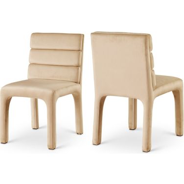 Kai Velvet Dining Chair Set of 2 In Cognac