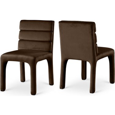 Kai Velvet Dining Chair Set of 2 In Brown