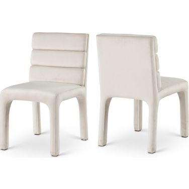 Kai Velvet Dining Chair Set of 2 In Cream