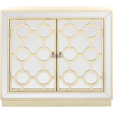 Kaia Antique Beige/Nickel/Mirror 2 Door Chest