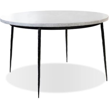 Kaii White Marble 49 Inch Dining Table With Black Legs