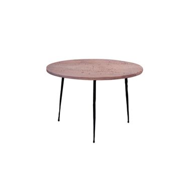 Kaii Low End Table Hammered Edge/Black Iron Legs In Rosso