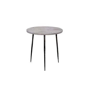 Kaii Medium End Table Hammered Edge/Black Iron Legs In Grey