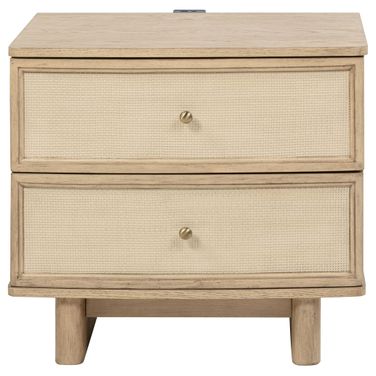 Kailani 2-Drawer Nightstand Bedside Table In Beige Oak