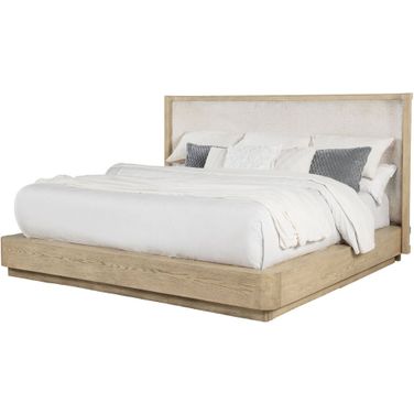 Kailani 49 Inch Eastern King Wingback Bed In Beige Oak