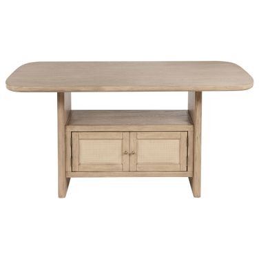 Kailani Cane Counter Height Storage Dining Table In Beige Oak
