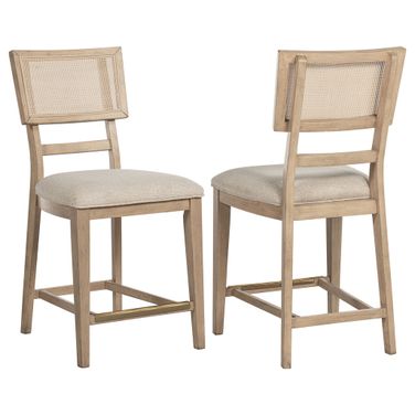 Kailani Rattan Cane Counter Side Chair Set of 2 In Beige Oak