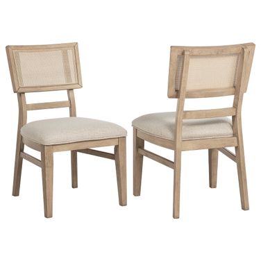 Kailani Rattan Cane Dining Side Chair Set of 2 In Beige Oak