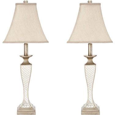 Kailey Silver 28 Inch Glass Lattice Lamp Set of 2