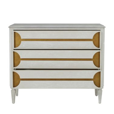 Kaitlin Chest In Cerused White and Stained Brass