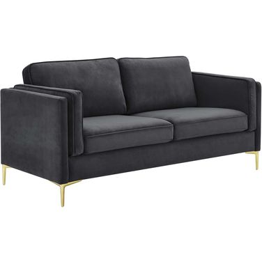 Kaiya Performance Velvet Sofa In Charcoal