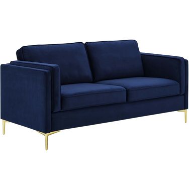 Kaiya Performance Velvet Sofa In Midnight Blue