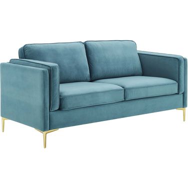 Kaiya Performance Velvet Sofa In Sea Blue