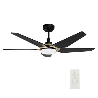 Kaj 52 Inch 5-Blade Smart Ceiling Fan with LED Light and Remote In Black and Gold
