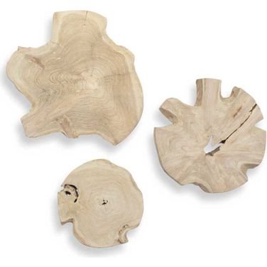 Kalani Wood Outdoor Wall Art Set of 3 In Brown