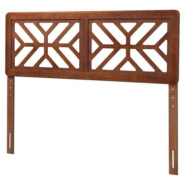 Kalare Wood Queen Headboard with Geometric Cutout Design In Walnut Brown