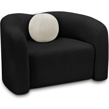 Kali Faux Shearling Teddy Fabric Chair In Black
