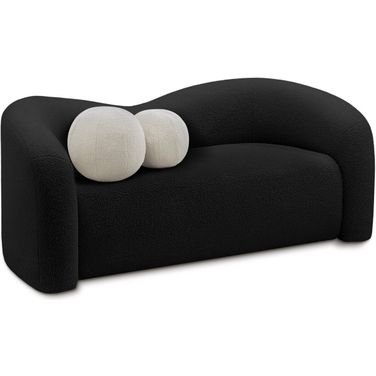 Kali Faux Shearling Teddy Fabric Loveseat In Black