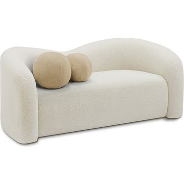 Kali Faux Shearling Teddy Fabric Loveseat In Cream