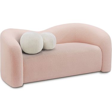Kali Faux Shearling Teddy Fabric Loveseat In Pink