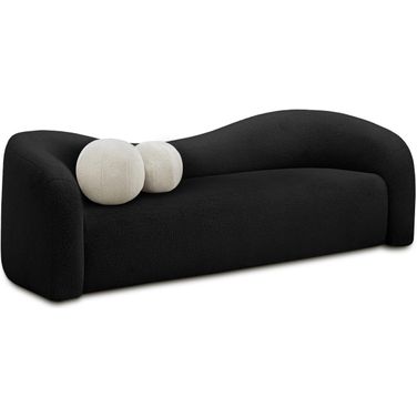 Kali Faux Shearling Teddy Fabric Sofa In Black
