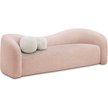 Kali Faux Shearling Teddy Fabric Sofa In Pink