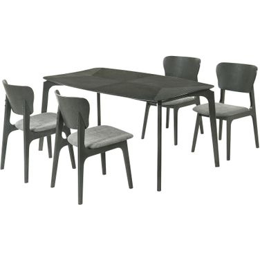 Kalia 5 Piece Wood Dining Set In Gray