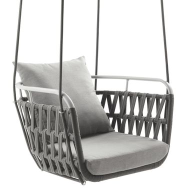 Kaliah Outdoor Patio Aluminum Swing Chair In Light Gray and White