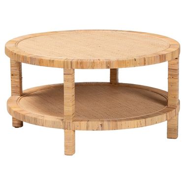 Kalimantan Rattan and Wood Coffee Table In Light Honey