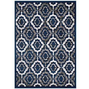 Kalinda Rustic Vintage Moroccan Trellis 8X10 Area Rug In Blue