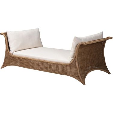 Kalisha Handwoven Rattan Daybed with Cushions In Grey Wash