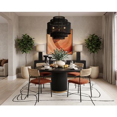Kalla 48 Inch Round Dining Room Set In Charcoal