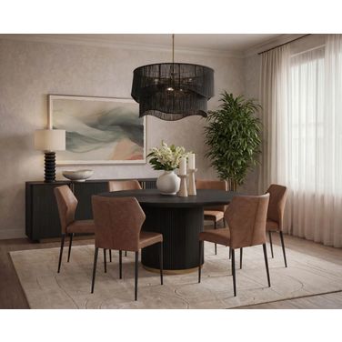Kalla 68 Inch Round Dining Room Set In Charcoal