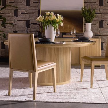 Kalla 68 Inch Round Dining Room Set In Rustic Oak