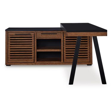 Kallari Credenza with Desk Return In Warm Brown and Black