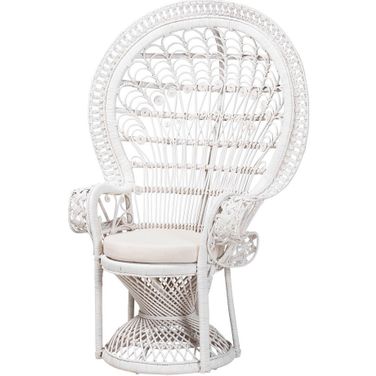 Kallima Peacock Chair In White Natural Rattan